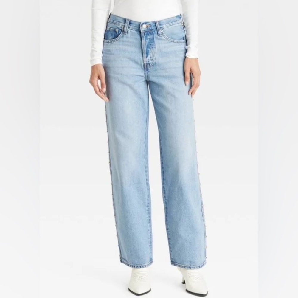 Universal Thread Mid-Rise Studded 90’s Baggy Jeans - Picture 2 of 10